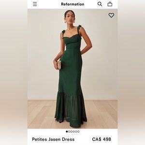 Reformation Jasen dress in emerald green